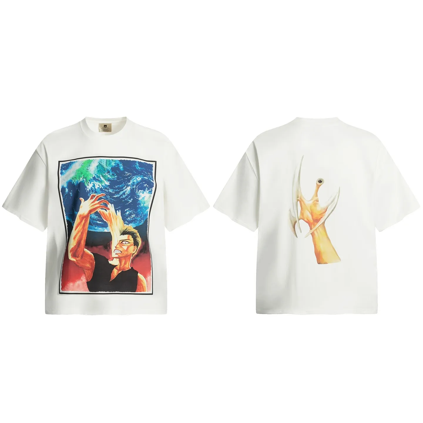 VT9239 P130💰 Saint Michael joint BAPE tribute to Michael Jackson digital direct printing printing retro short-sleeved T-shirt small neck design digital direct printing high street retro heavyweight Vintage short sleeves Size: S M L XL